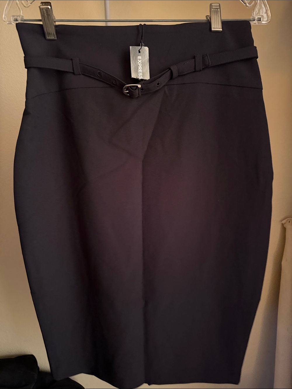 Express Black Pencil Skirt with Slim Belt Detail